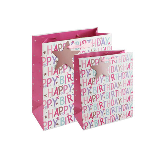 Picture of PINK BIRTHDAY TEXT GIFT BAG